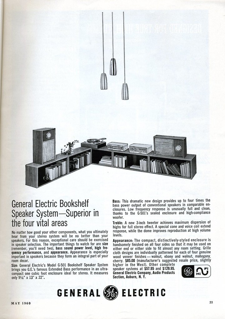 General Electric Bookshelf Speaker System G-501 1960