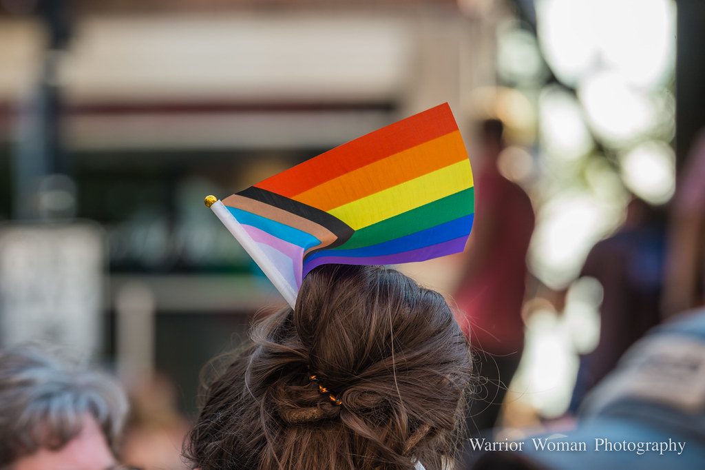 LGBTQ+ Pride flag as a hair accessory