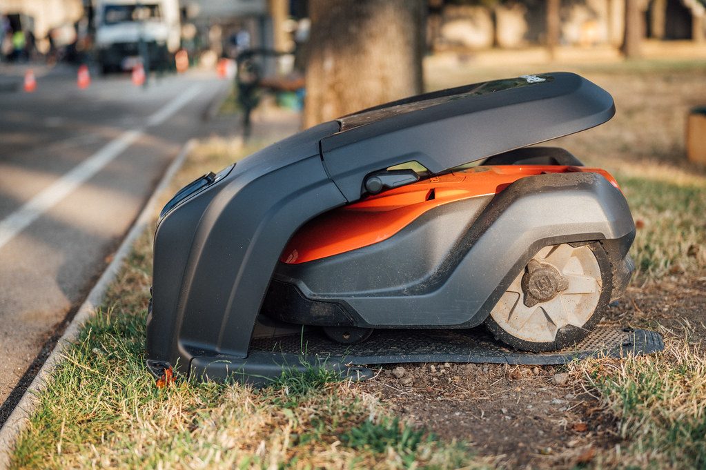 Robot lawn mower close-up