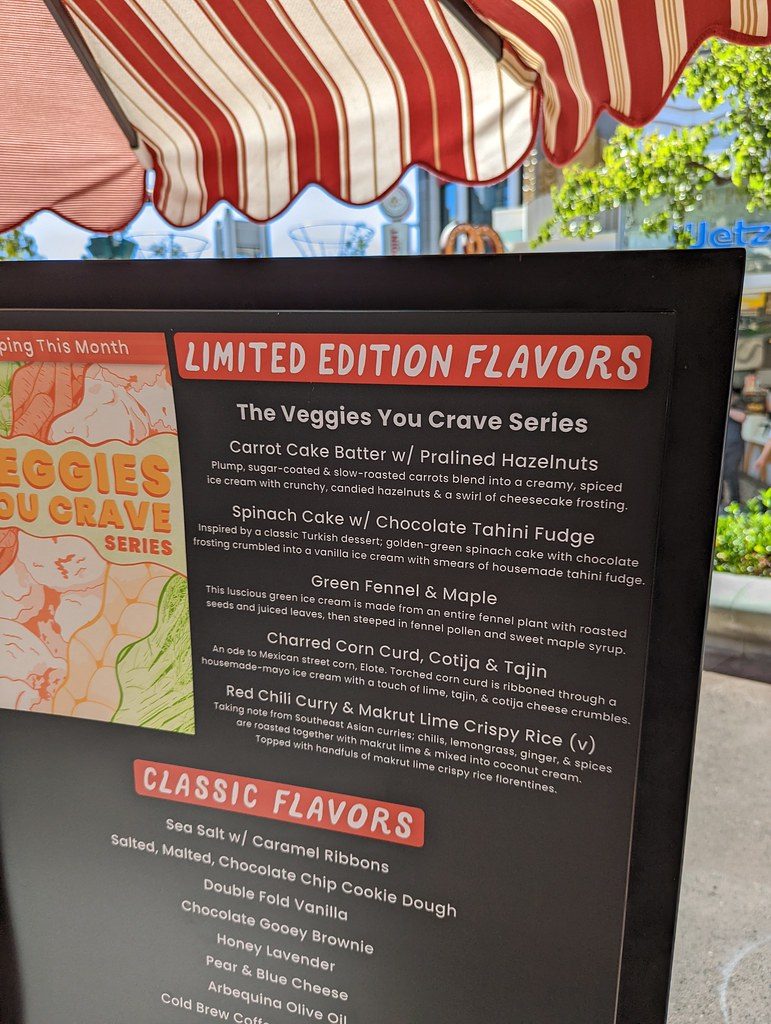 List of extremely delicious semi-savory vegetable ice cream flavors, Salt and Straw, Downtown Disney, Disneyland, Anaheim, Orange County, California, USA