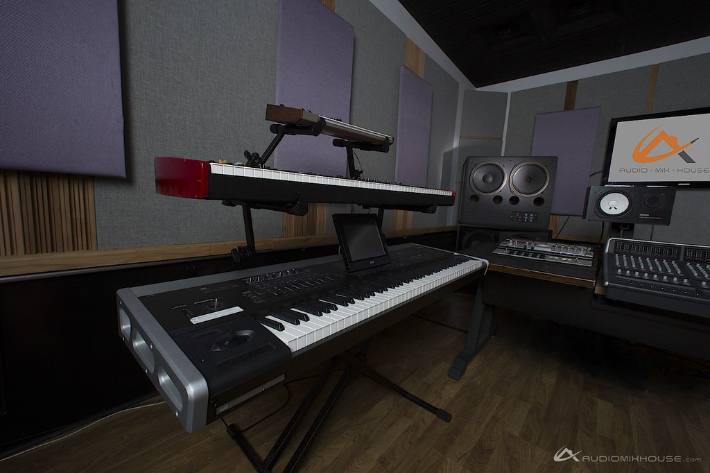 Keyboards and Tannoy and Meyer Sound systems at Audio Mix House, Studio C