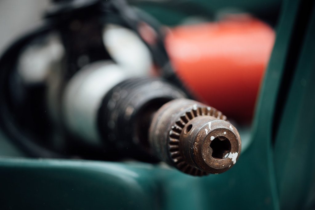 Head of a hammer drill close-up