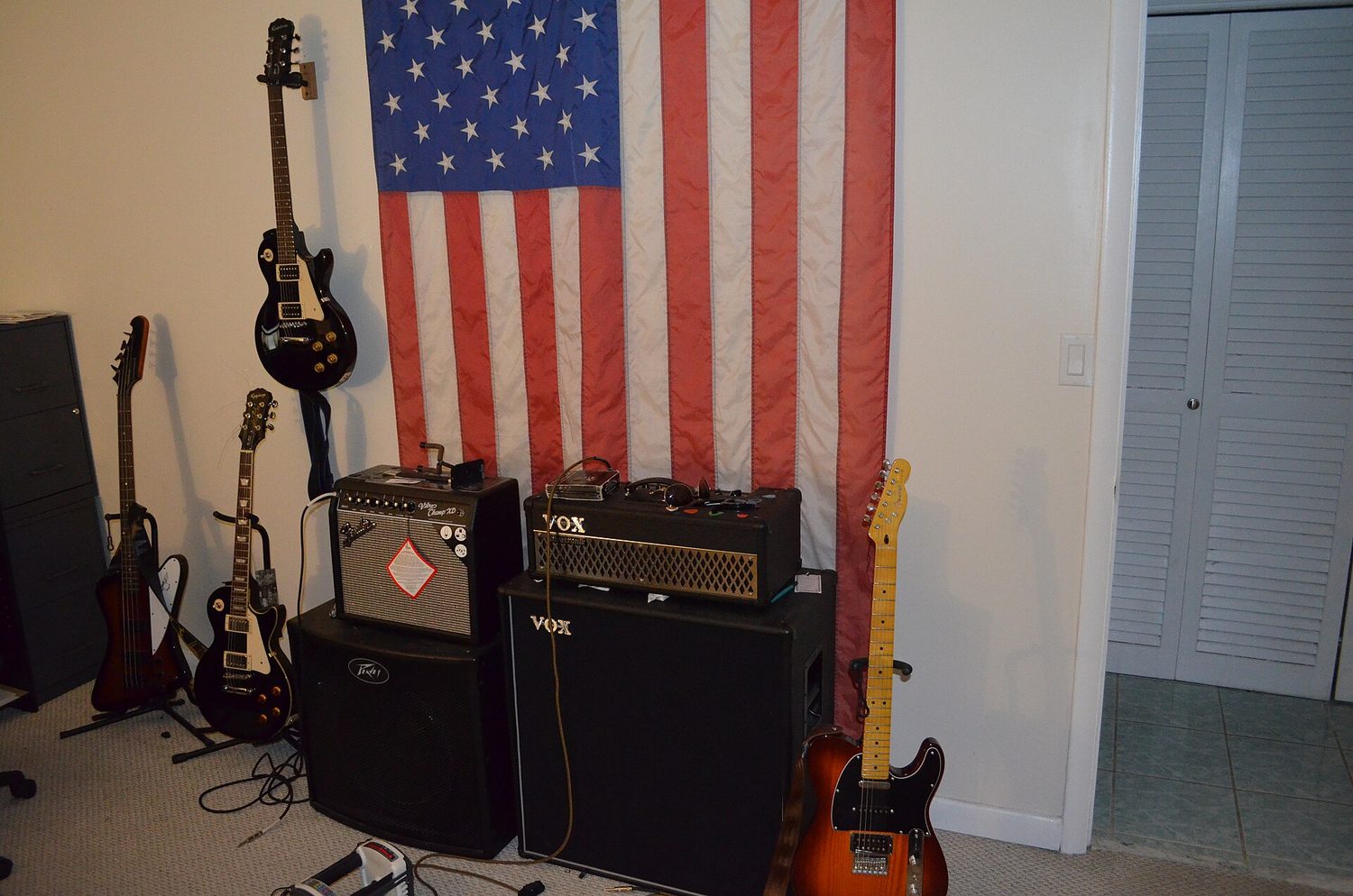 Guitar amps bass setup in residential unit