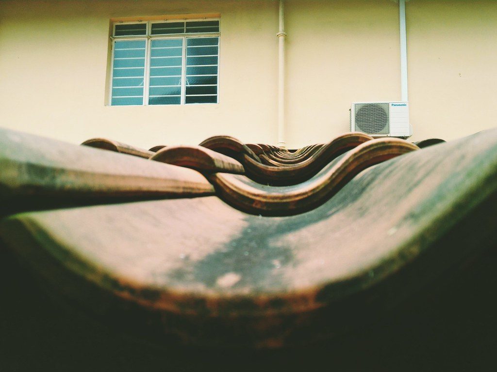 Rooftop. With air conditioner.