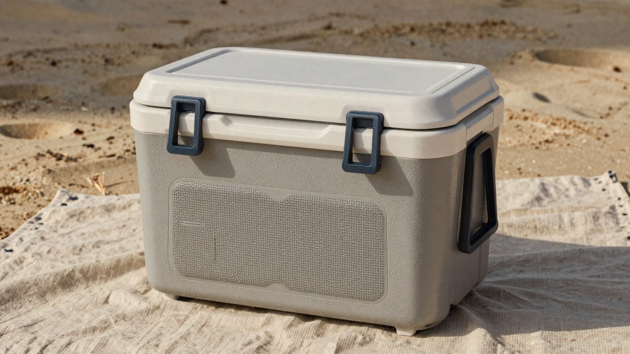 Illustration for beach cooler with speakers