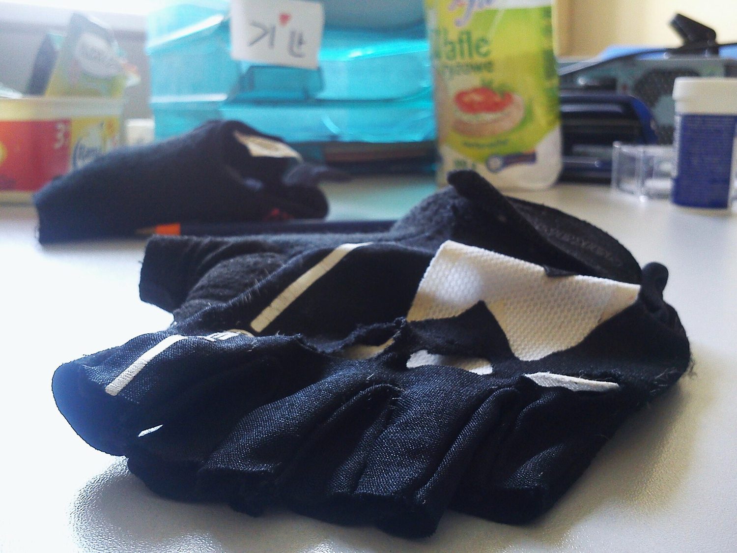 Gloves worn on the bike