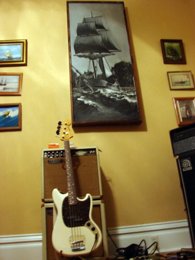 Fender Japan Mustang Bass CIJ, Mesa Boogie & Ampeg amps, and the sea