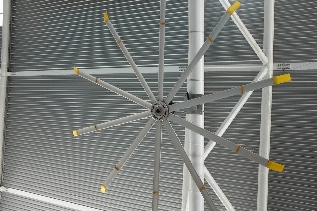 Huge ceiling fan at OCBC Aquatic Centre