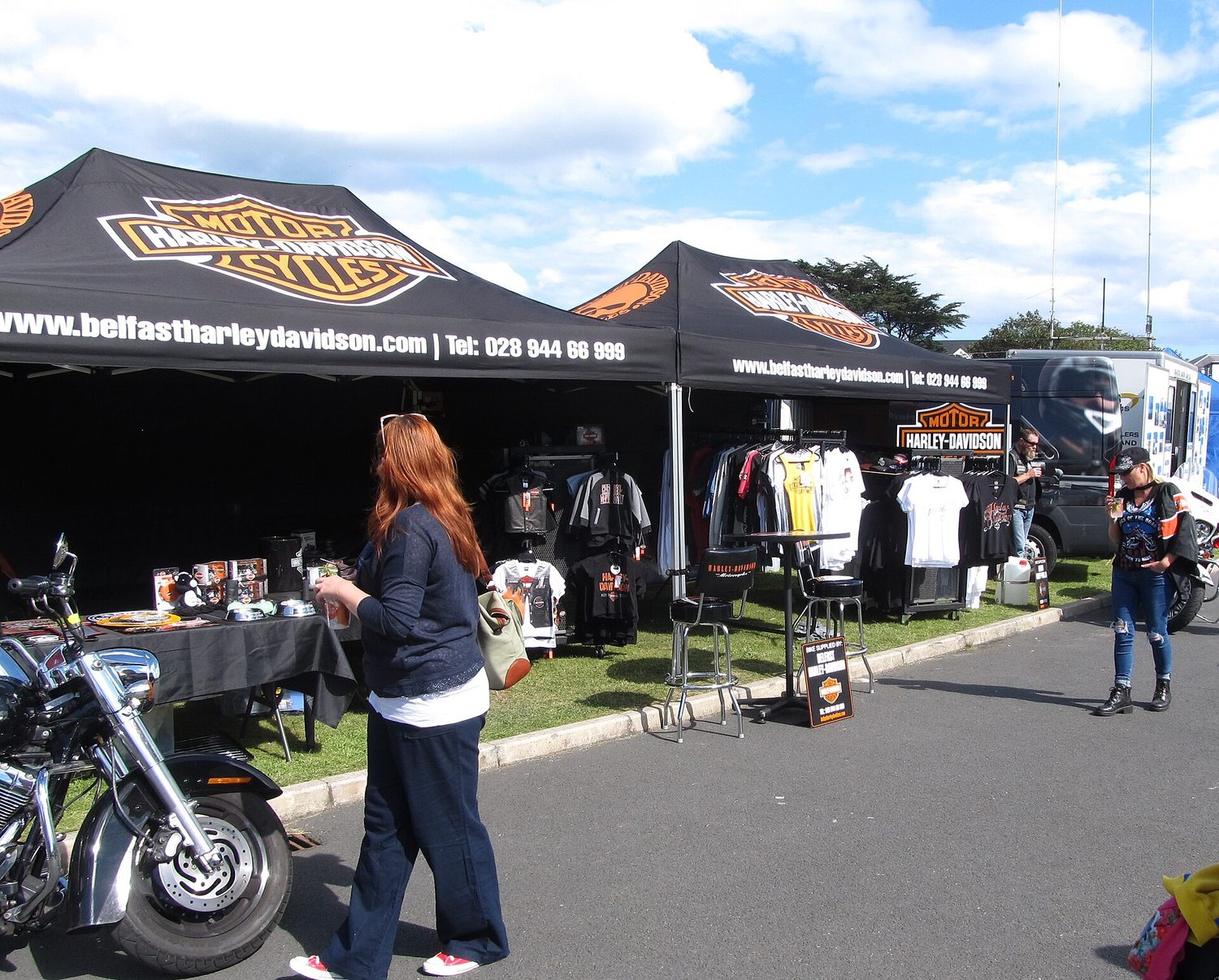 Belfast Harley Davidson trading stand in Castle Park, Newcastle - geograph.org.uk - 5492206