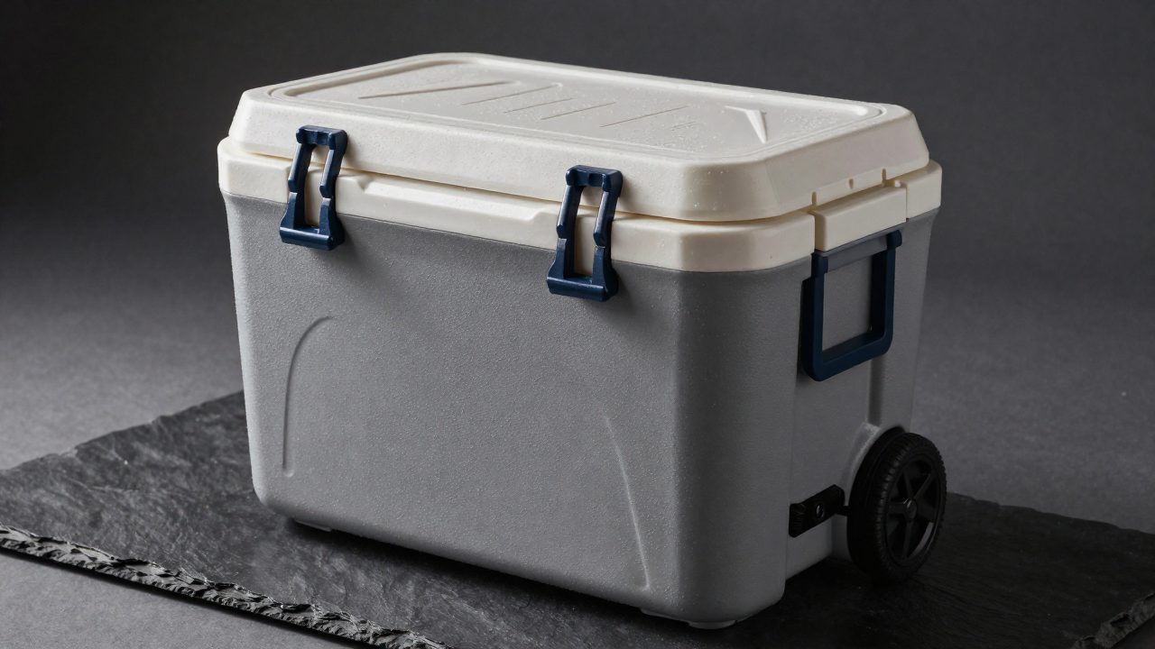 Illustration for cooler with wheels for the beach