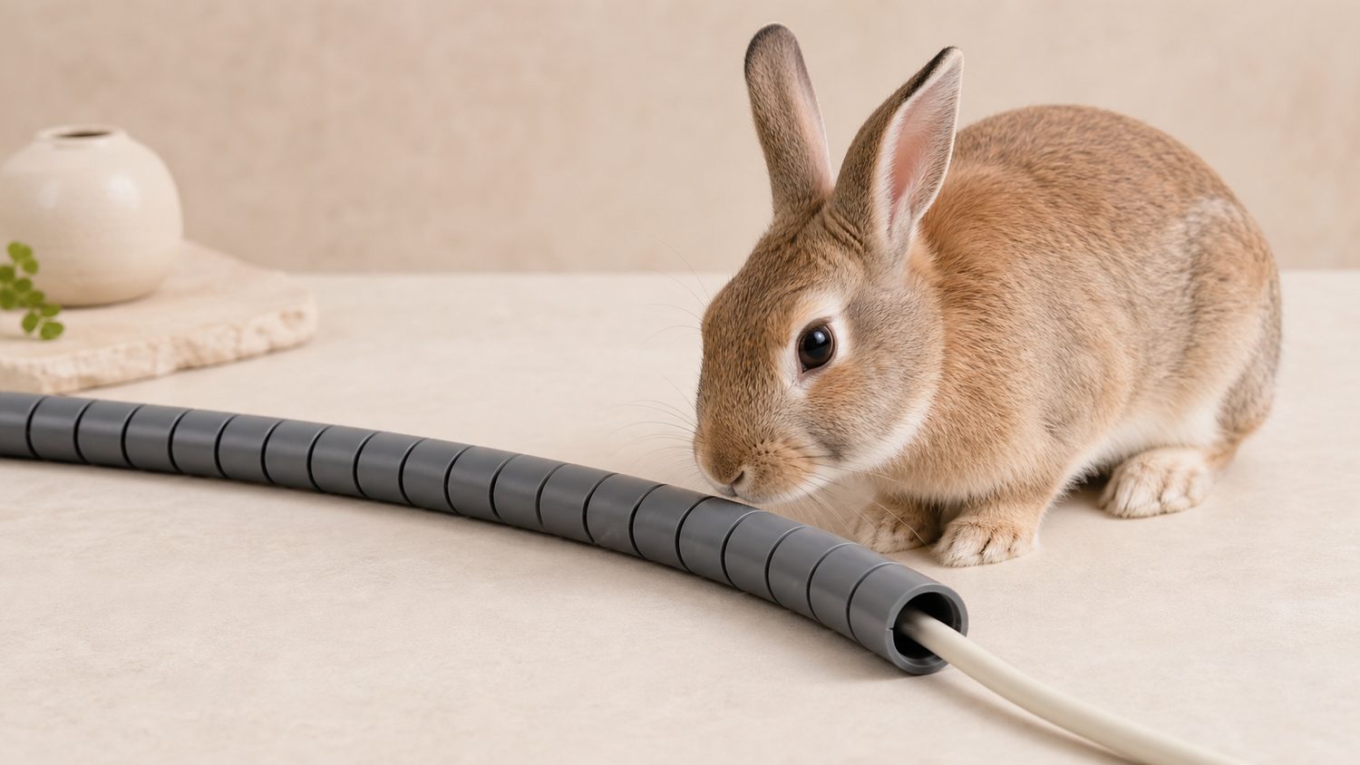 Illustration for cord protector for rabbits