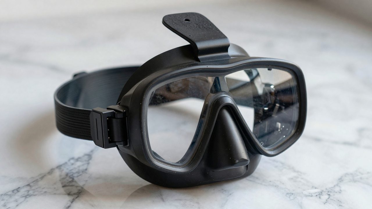 Illustration for dive mask with gopro mount