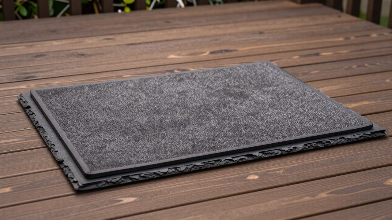 Illustration for fire pit mat for wood deck