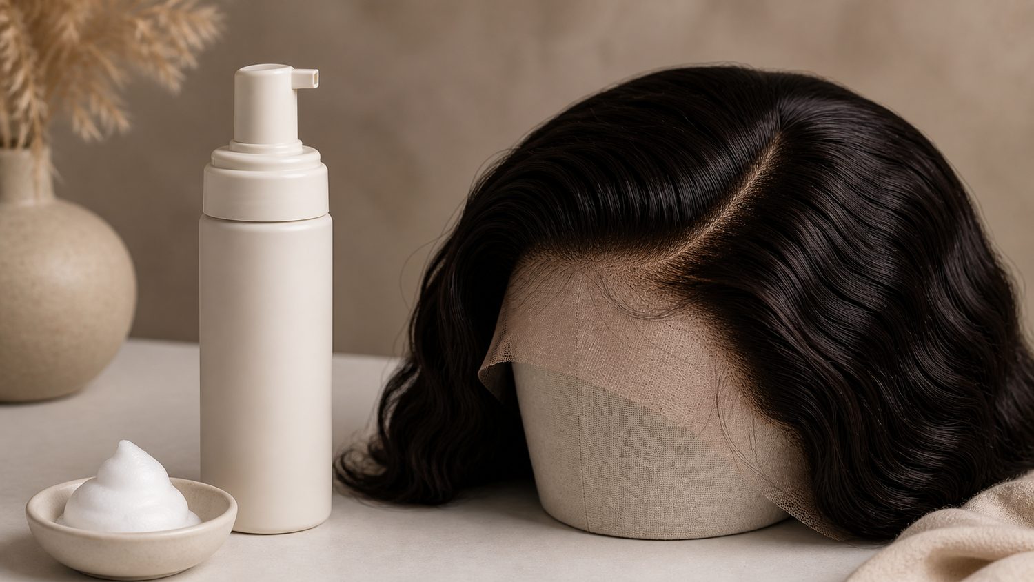 Illustration for hair mousse for lace wigs