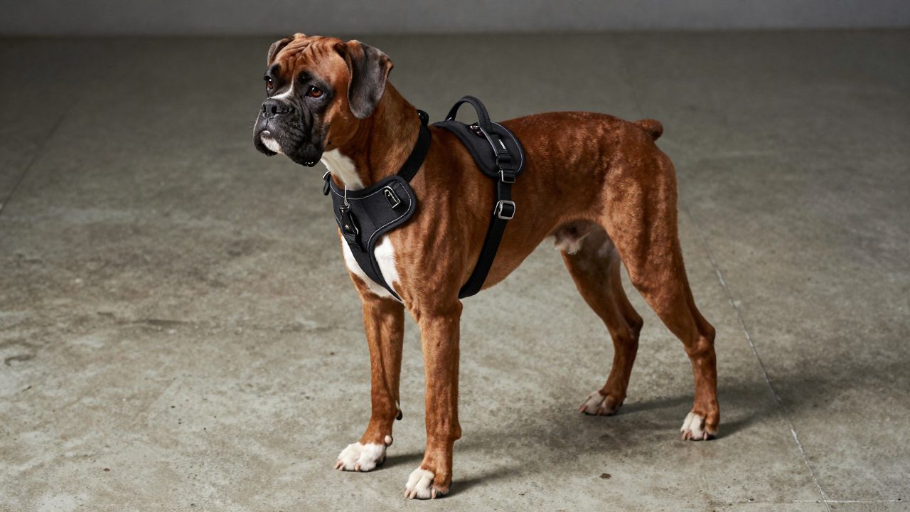 Illustration for harness for boxer dog