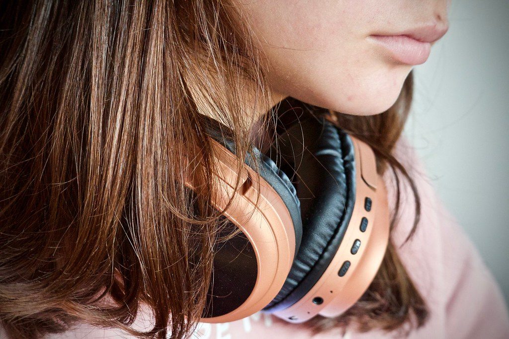 Girl Wearing Over Ear Headphones