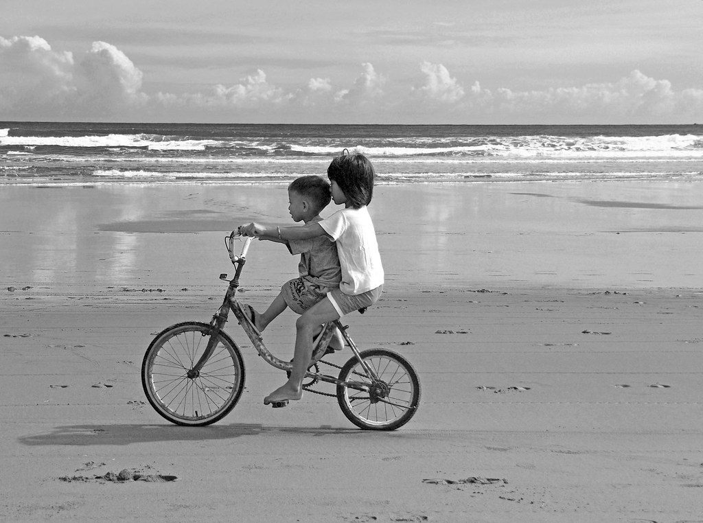 Kids cycling on the beach, Parang Tritis Yogyakarta