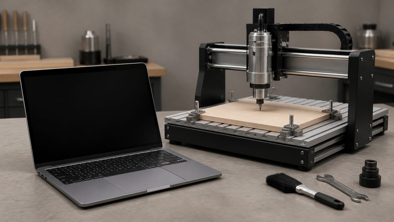Illustration for laptop for cnc router