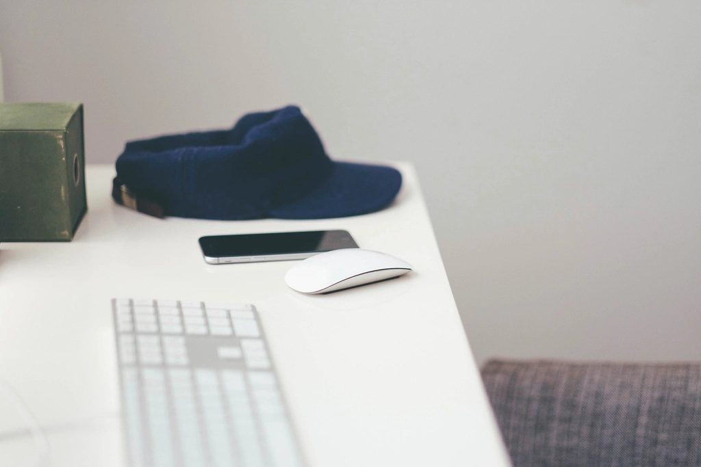 Desk iPhone Hat Mouse Keyboard
