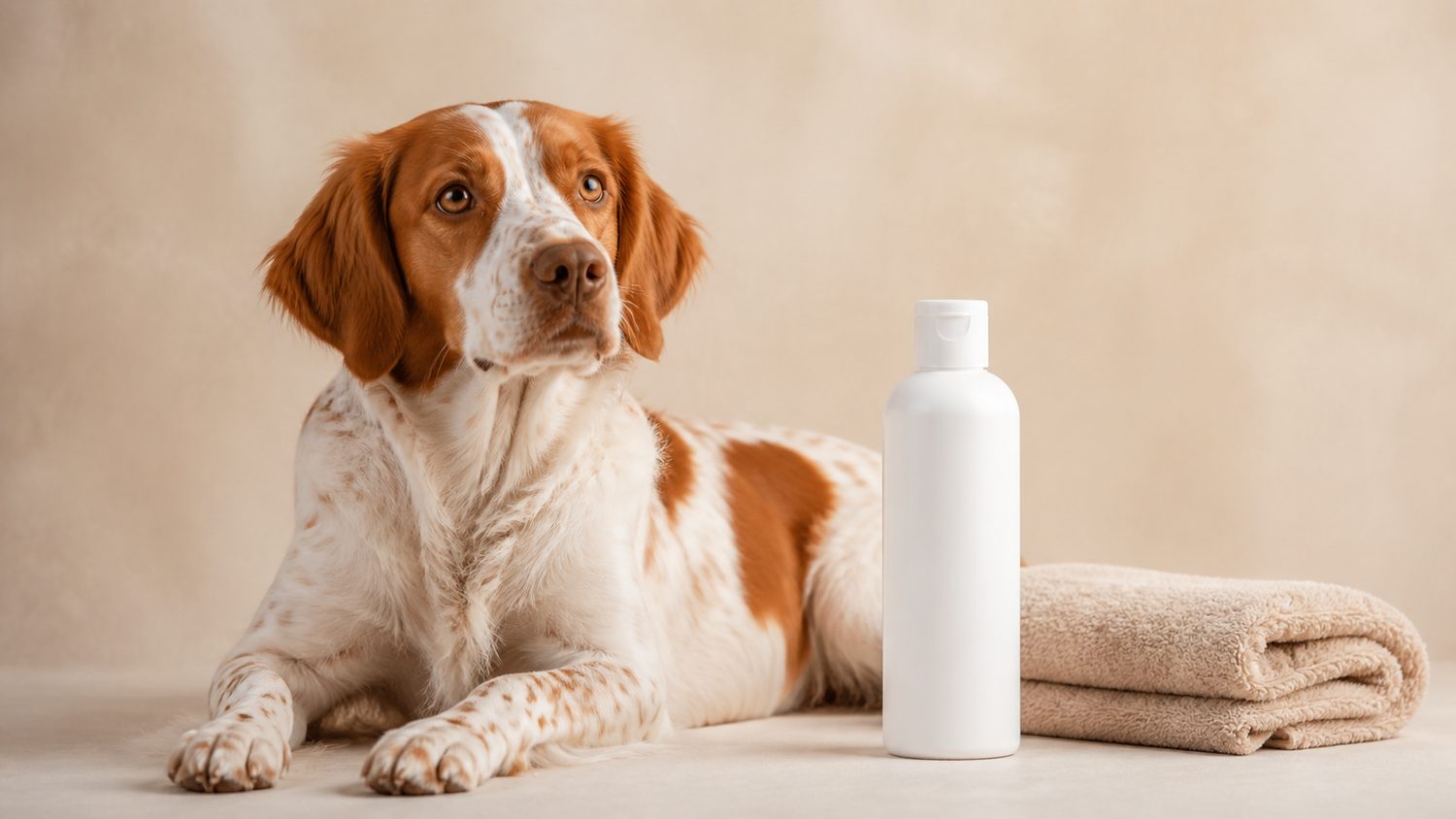 Illustration for shampoo for brittany spaniel