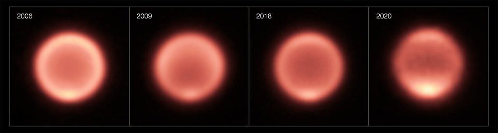 Thermal images of Neptune taken between 2006 and 2020