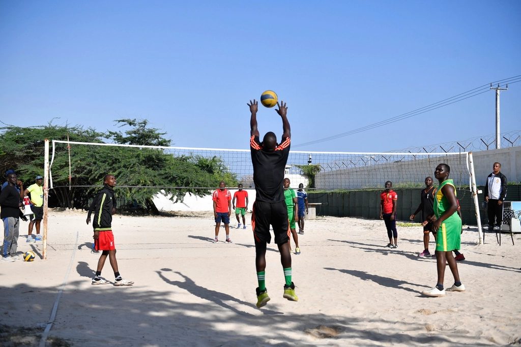 player goes ball volleyball match