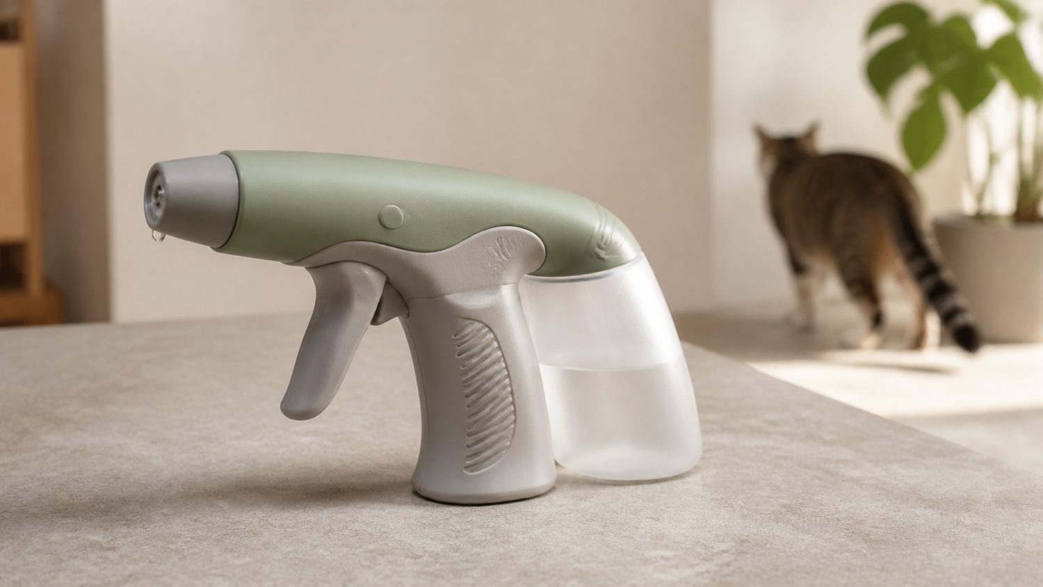 Illustration for water gun to deter cats