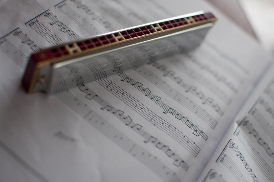 Harmonica and Music Sheet