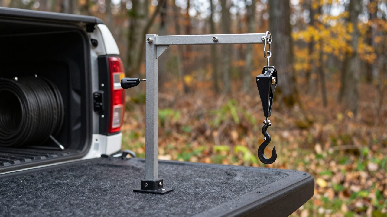 Illustration for deer hoist for truck