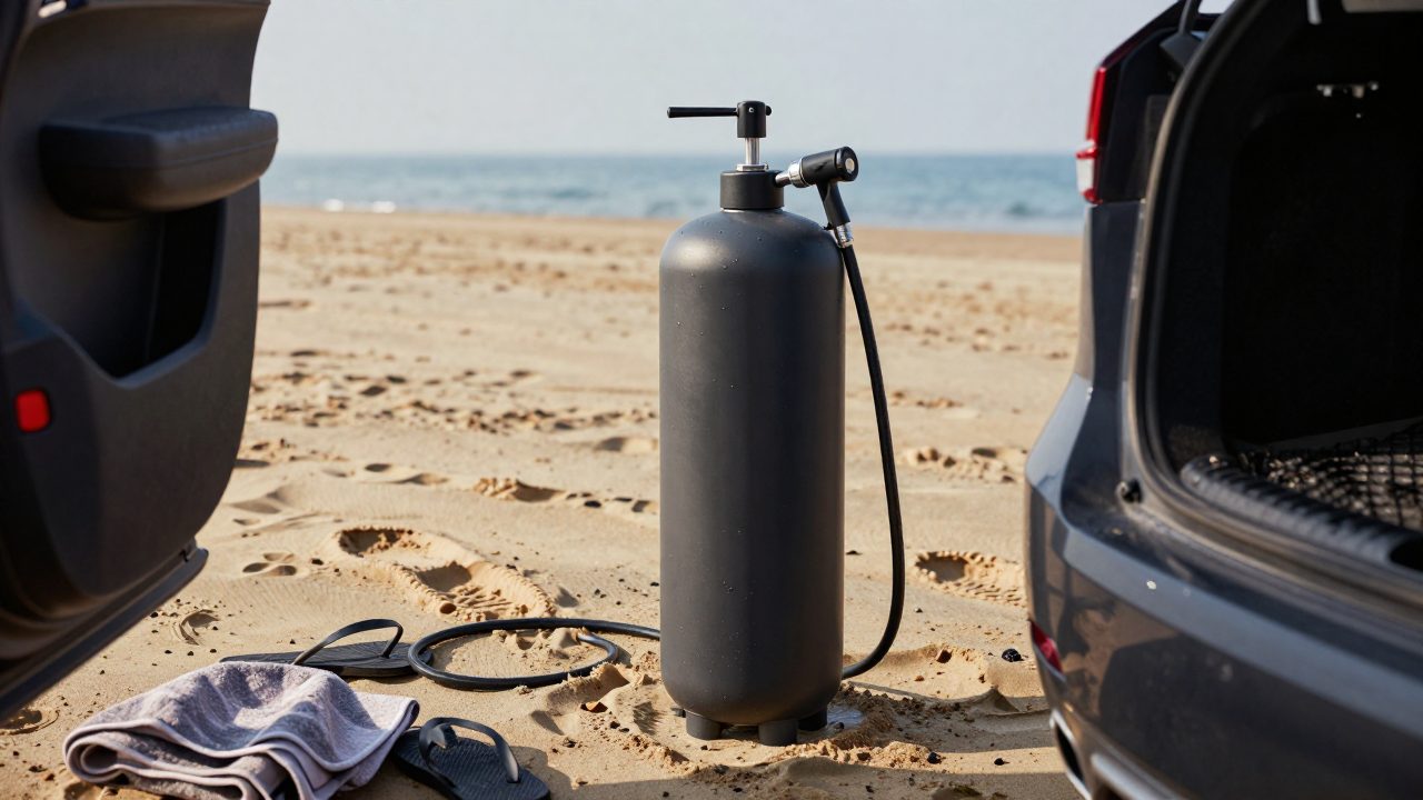 Illustration for portable shower for beach