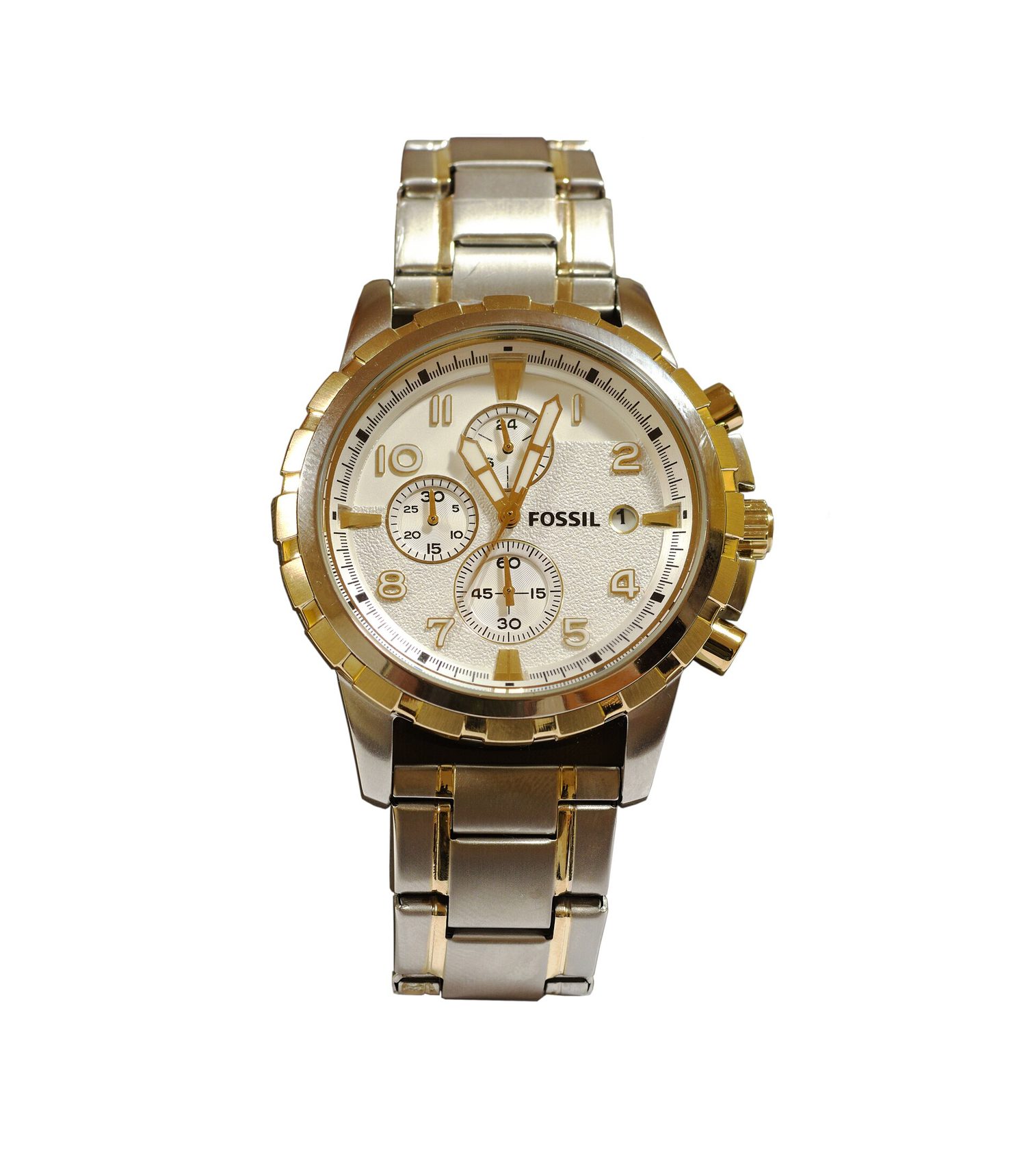 Fossil wristwatch with white background